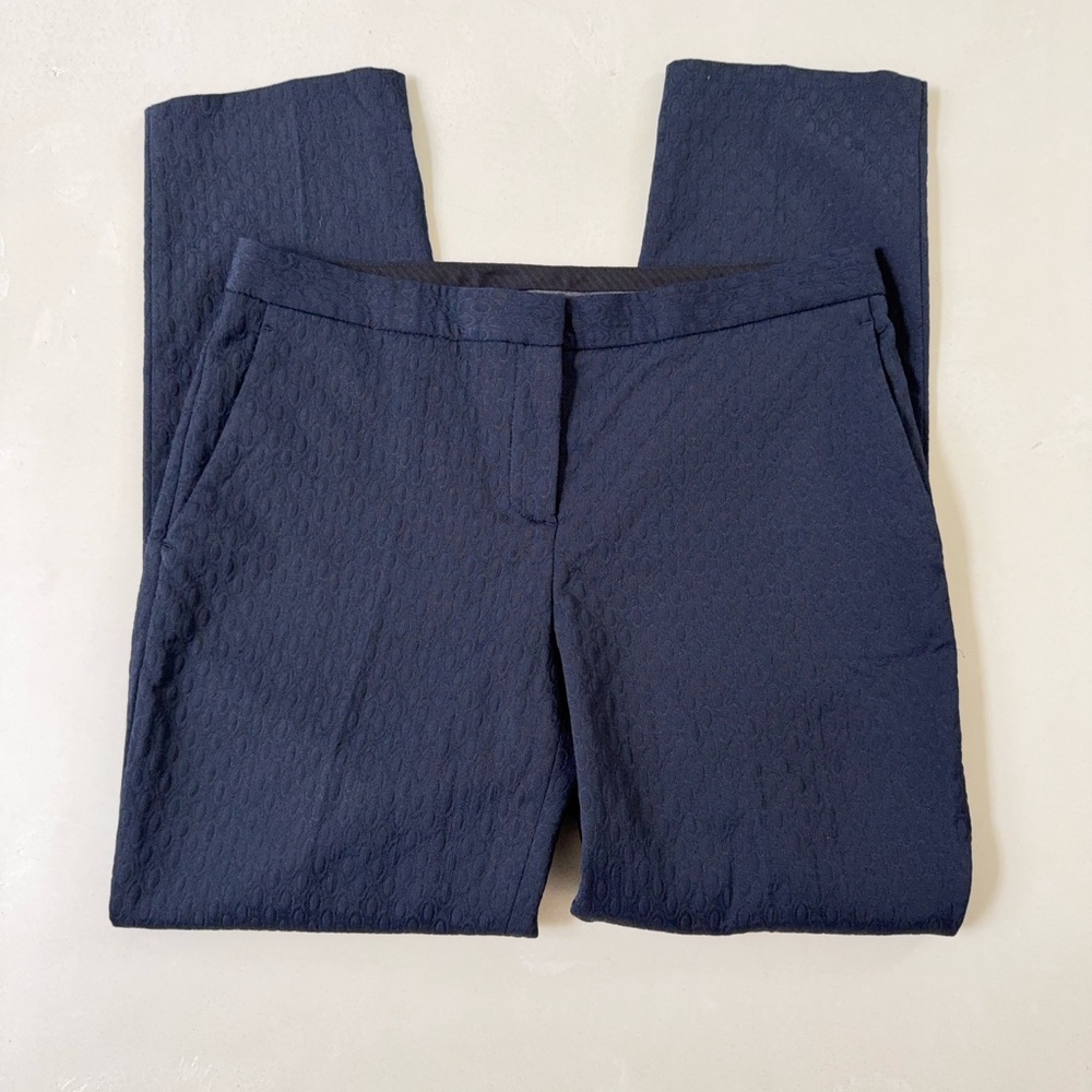 Theory Blue Cropped Aligned High Rise Slim Straight Trousers 4